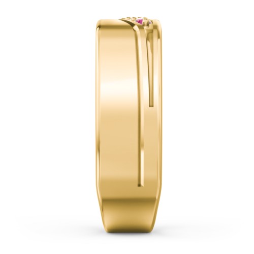 Men’s Flat Top Family Ring with Gemstones