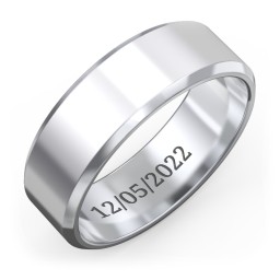 Men's Beveled Edge Wedding Band - 7mm Width in 925 Sterling Silver