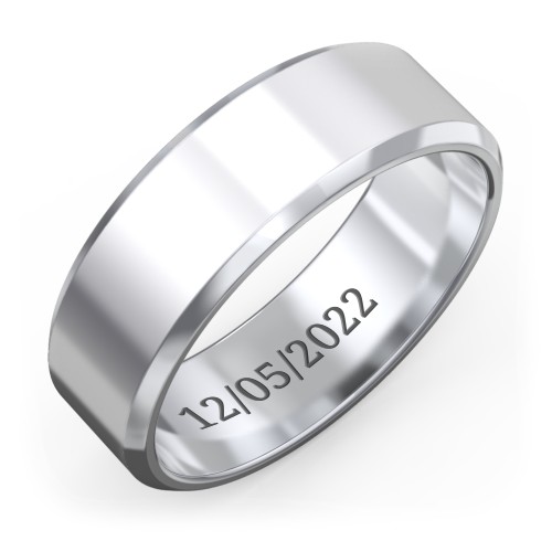 Men's Beveled Edge Wedding Band - 7mm Width – Sterling Silver