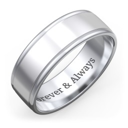 Men's Round Edge Wedding Band - 7mm Width in 925 Sterling Silver