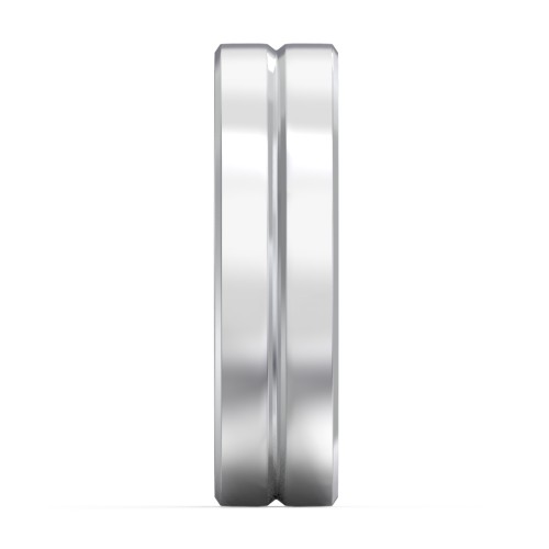 Men's Beveled Edge Wedding Band with V Groove- 6mm Width – Sterling Silver