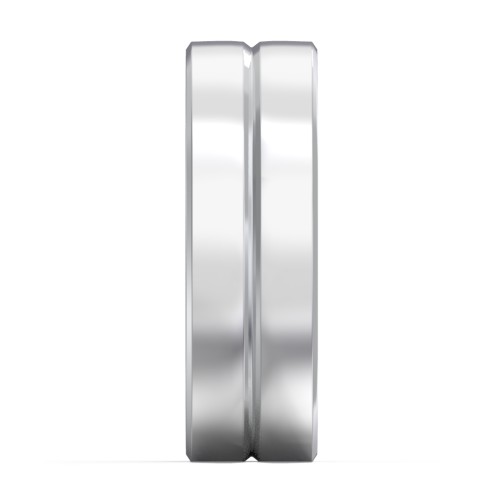 Men's Beveled Edge Wedding Band with V Groove- 7mm Width – Sterling Silver