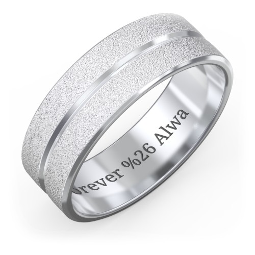 Men's Beveled Edge Wedding Band with V Groove- 7mm Width