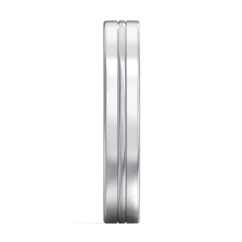 Men's Wedding Band with Rounded Polished Center Groove- 4mm Width – Sterling Silver