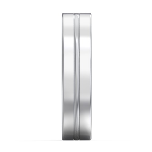 Men's Wedding Band with Rounded Polished Center Groove- 5mm Width – Sterling Silver