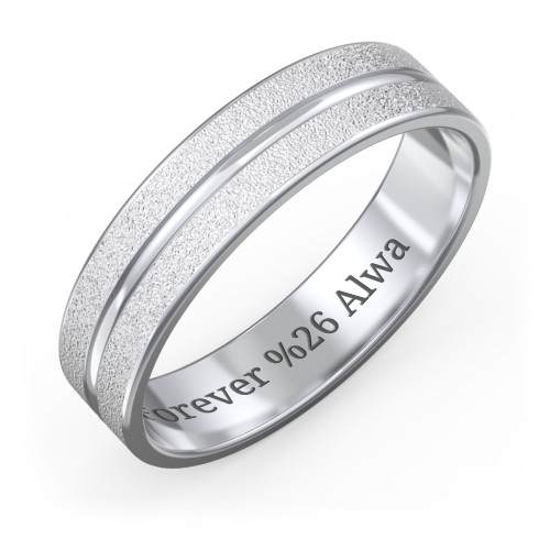Men's Wedding Band with Rounded Polished Center Groove- 5mm Width