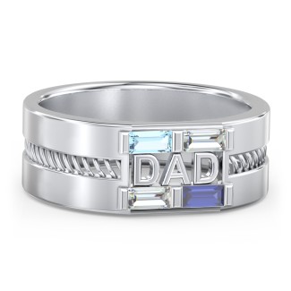 Men’s “Dad” Ring with Baguette Cut Gemstones