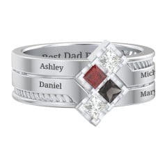 Men’s Family Ring with Princess Cut Stones