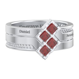 Men’s Family Ring with Princess Cut Stones