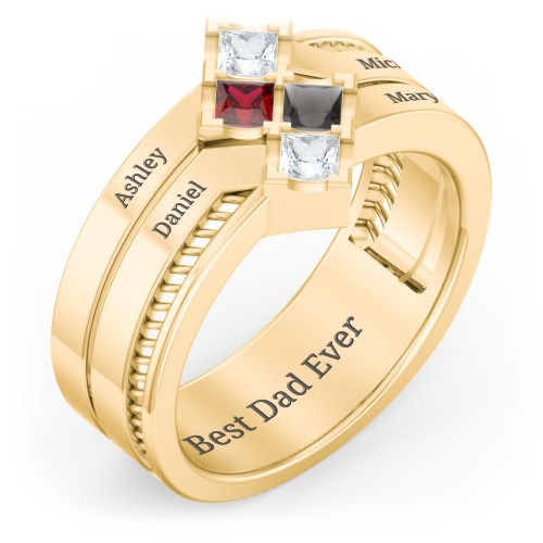 Men’s Family Ring with Princess Cut Stones