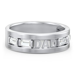 Men’s “Dad” Family Ring with Baguette Birthstones