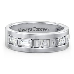 Men’s “Dad” Family Ring with Baguette Birthstones