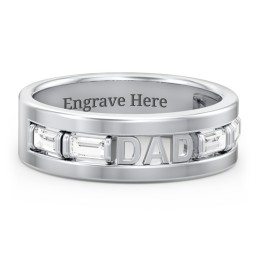 Men’s “Dad” Family Ring with Baguette Birthstones