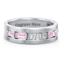 Men’s “Dad” Family Ring with Baguette Birthstones