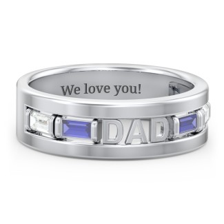 Men’s “Dad” Family Ring with Baguette Birthstones