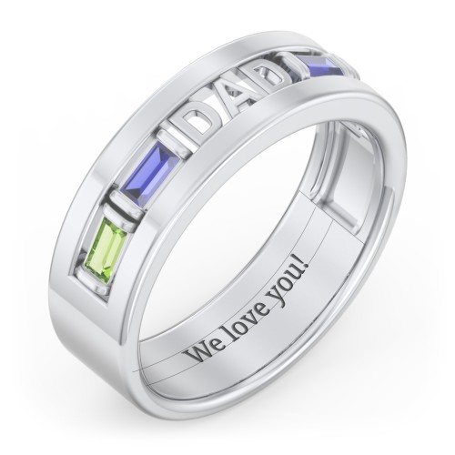 Men’s “Dad” Family Ring with Baguette Birthstones