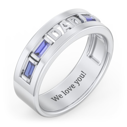Men’s “Dad” Family Ring with Baguette Birthstones