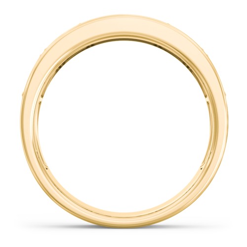 Men’s “Dad” Family Ring with Baguette Birthstones – 10K Yellow Gold with Diamond, Blue Sapphire, and Cubic Zirconia