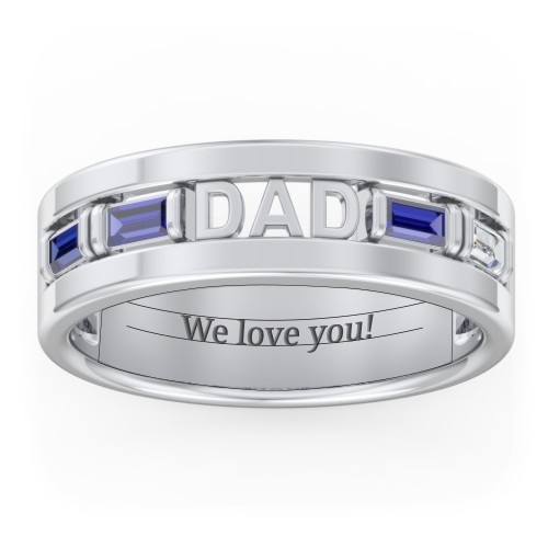 Men’s “Dad” Family Ring with Baguette Birthstones