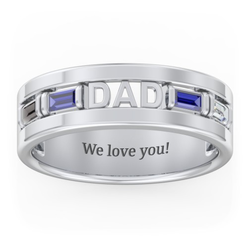 Men’s “Dad” Family Ring with Baguette Birthstones