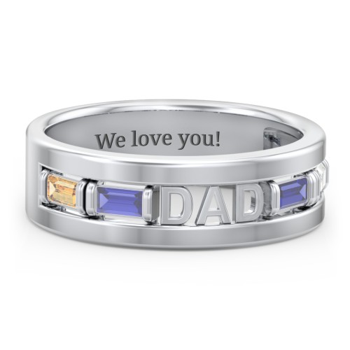 Men’s “Dad” Family Ring with Baguette Birthstones