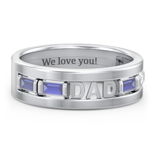 Men’s “Dad” Family Ring with Baguette Birthstones