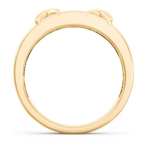 Men's 2-Stone Family Ring with “X” Stitch Detail