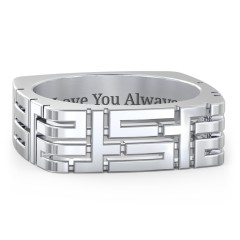Men’s Square Geometric Ring – Sterling Silver