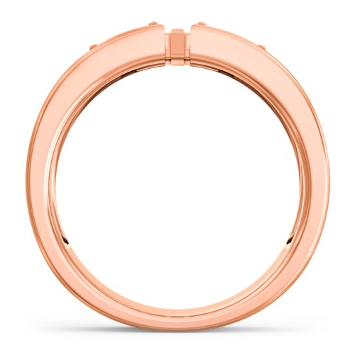 Men’s Cross Ring with East-West Baguette Gemstones – 10K Rose Gold with Peridot and Emerald
