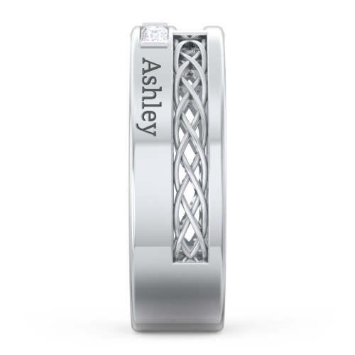 Men’s Cross Ring with East-West Baguette Gemstones – Sterling Silver with Diamond
