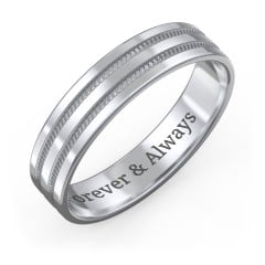 Men’s Wedding Band with Grooved Rope Texture