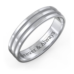 Men’s Wedding Band with Grooved Rope Texture