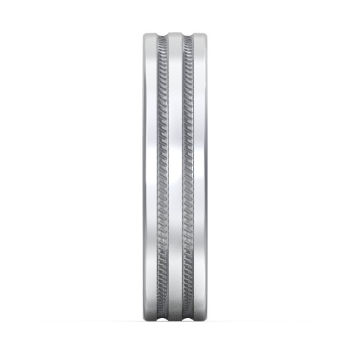 Men’s Wedding Band with Grooved Rope Texture – Sterling Silver