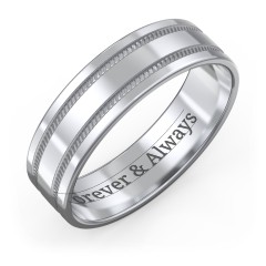 Men’s Wedding Band with Grooved Rope Texture