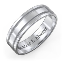 Men’s Wedding Band with Grooved Rope Texture