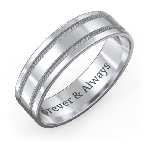 Men’s Wedding Band with Grooved Rope Texture