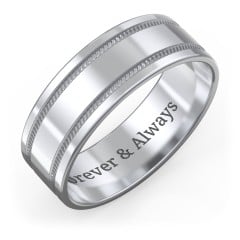 Men’s Wedding Band with Grooved Rope Texture