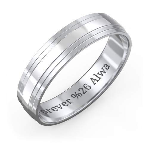 Men’s Wedding Band with Double Step Edge
