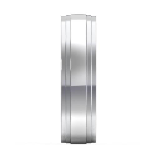 Men’s Wedding Band with Double Step Edge – Sterling Silver