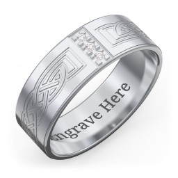 Men’s Celtic Trinity Knot Wedding Band with Accents