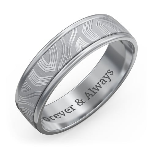 Men's Wedding Band with Wave Texture
