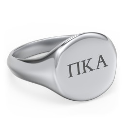 Men’s Round Signet Fraternity Ring in 925 Sterling Silver