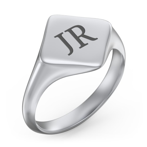 Men’s Diamond Shaped Signet Ring – Sterling Silver