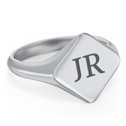 Men’s Diamond Shaped Signet Ring – Sterling Silver