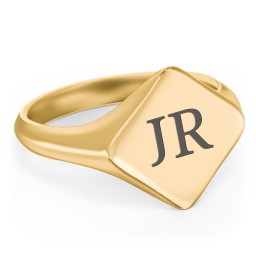 Men’s Diamond Shaped Signet Ring in 10K Solid Yellow Gold