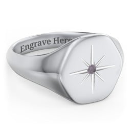 Men’s Star Set Hexagon Signet Ring
