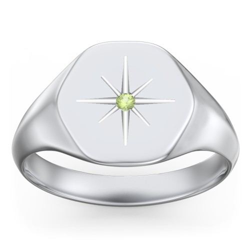 Men’s Star Set Hexagon Signet Ring