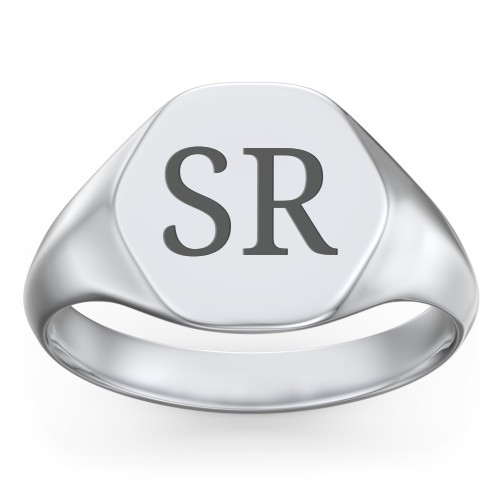 Men’s Hexagon Signet Ring – Sterling Silver
