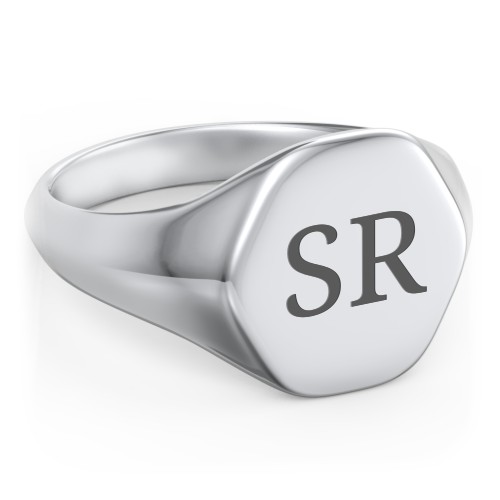 Men’s Hexagon Signet Ring – Sterling Silver