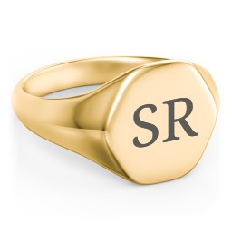 Men’s Hexagon Signet Ring in 10K Solid Yellow Gold
